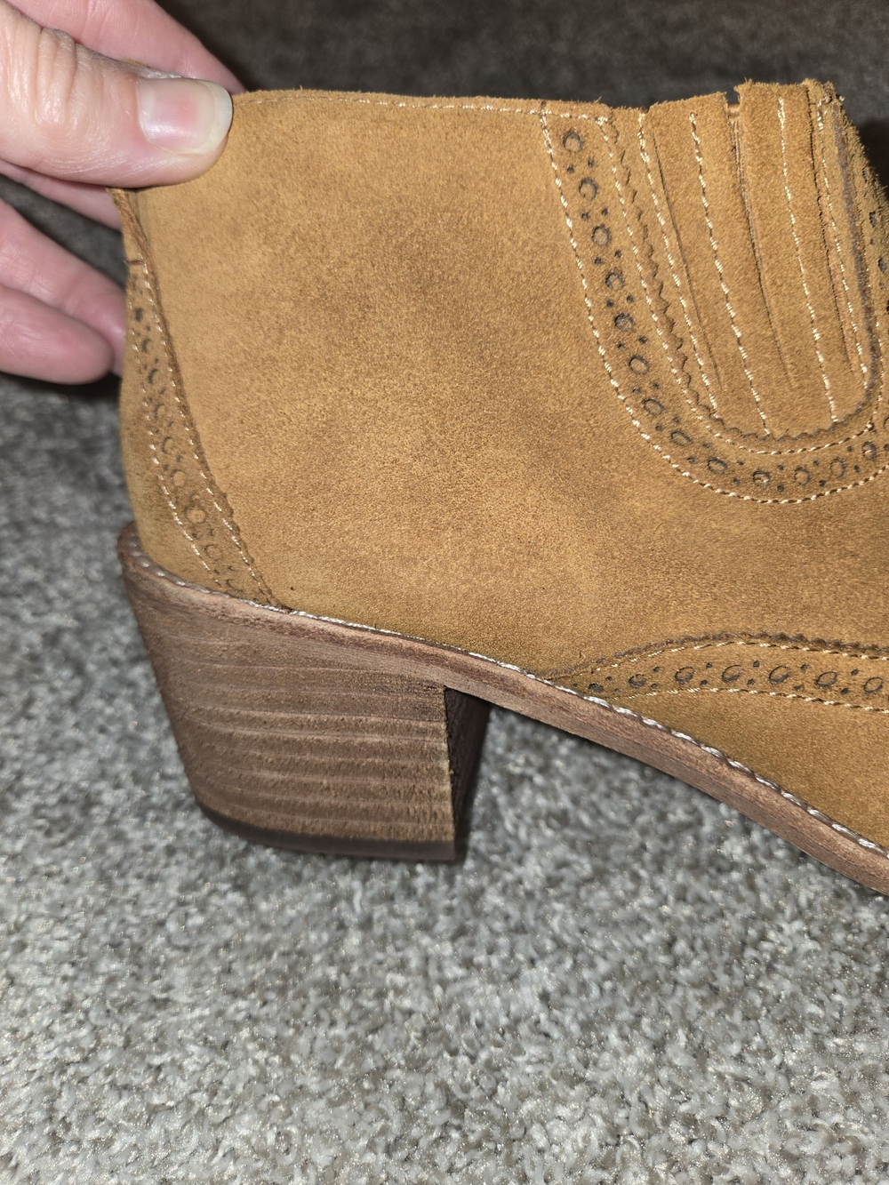 Madewell Suede Grayson Brogue Chelsea Ankle Boots Amber Brown Women's US 8.5 - Picture 7 of 14